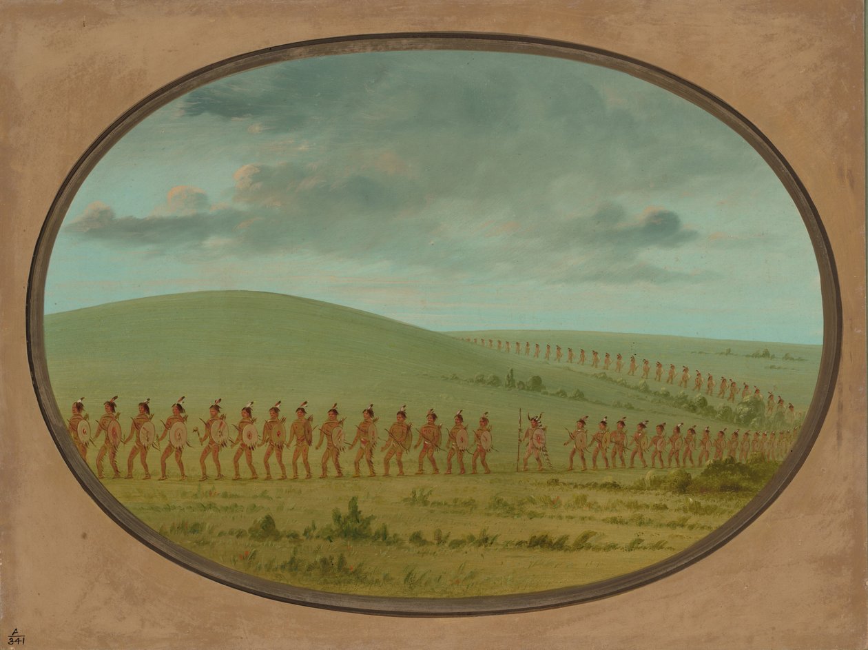 Indian File - Iowa, 18611869. alkotó: George Catlin