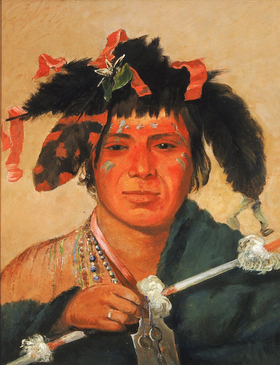 Ko-mán-i-kin-o-haw, Kis bálna, bátor, 1831. alkotó: George Catlin