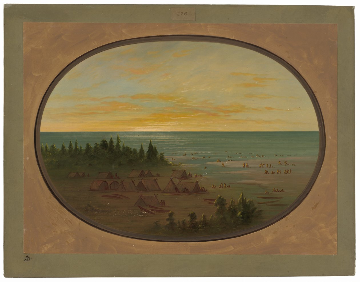 Nayas Village – Indiánok fürdőzése alkotó: George Catlin