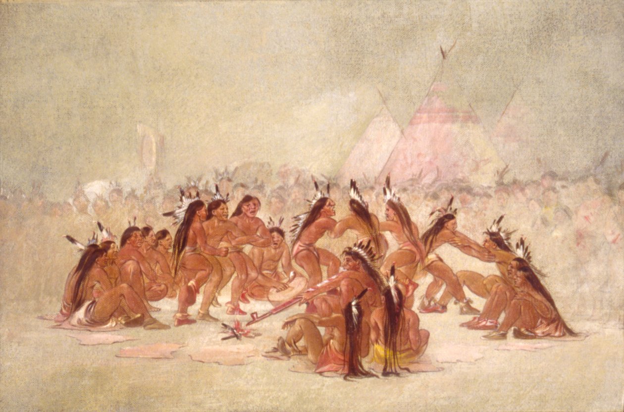 Pipe Dance, Assiniboine, 1835-1837. alkotó: George Catlin