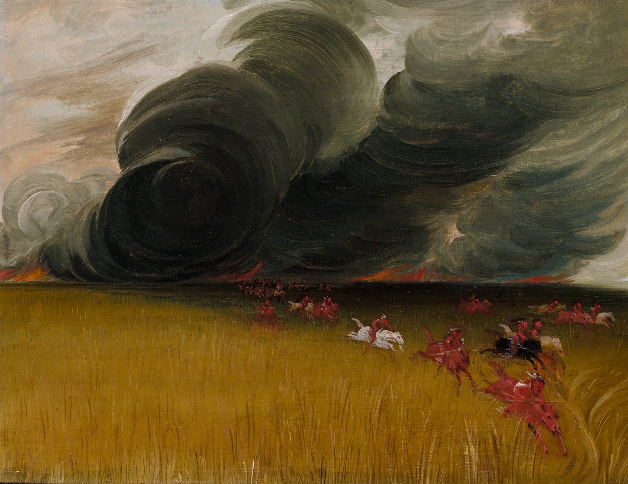 Prairie Meadows Burning, 1832. alkotó: George Catlin