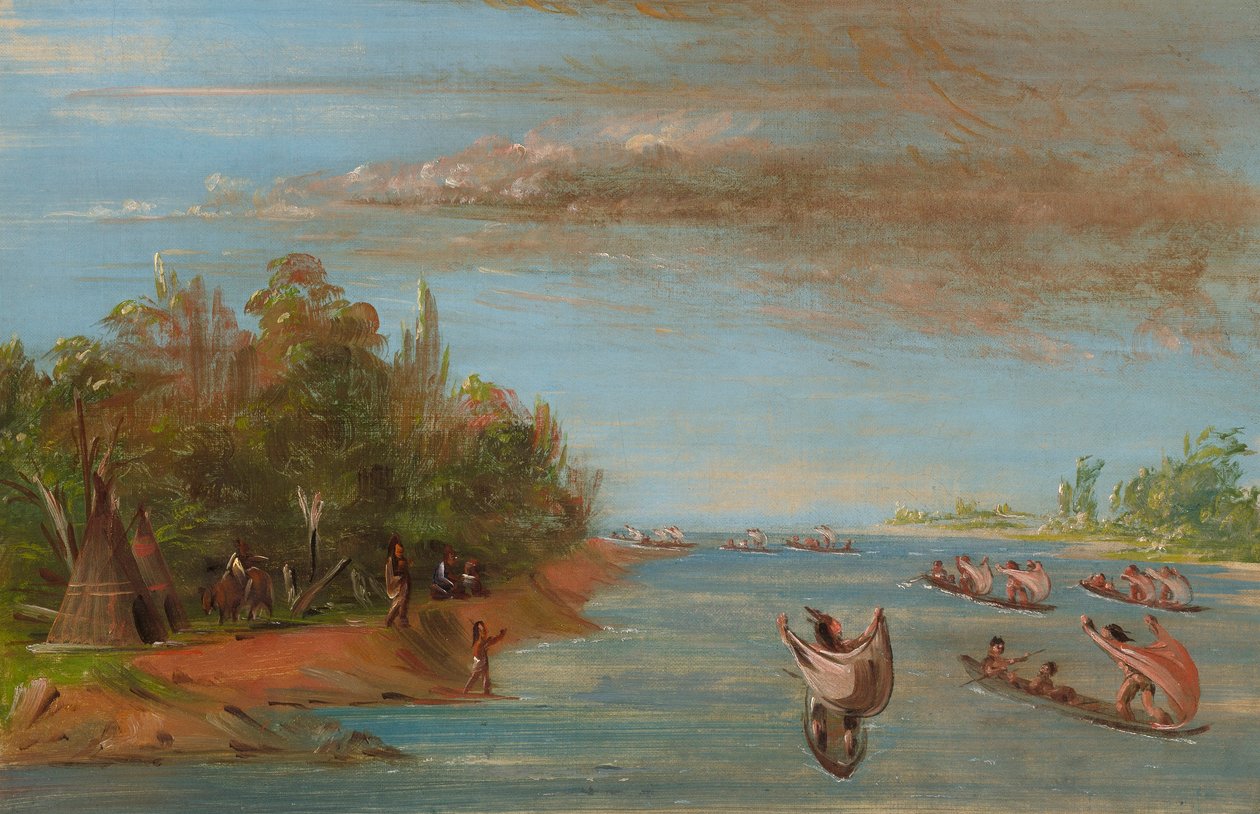 Sac és Fox vitorlázás kenuval alkotó: George Catlin