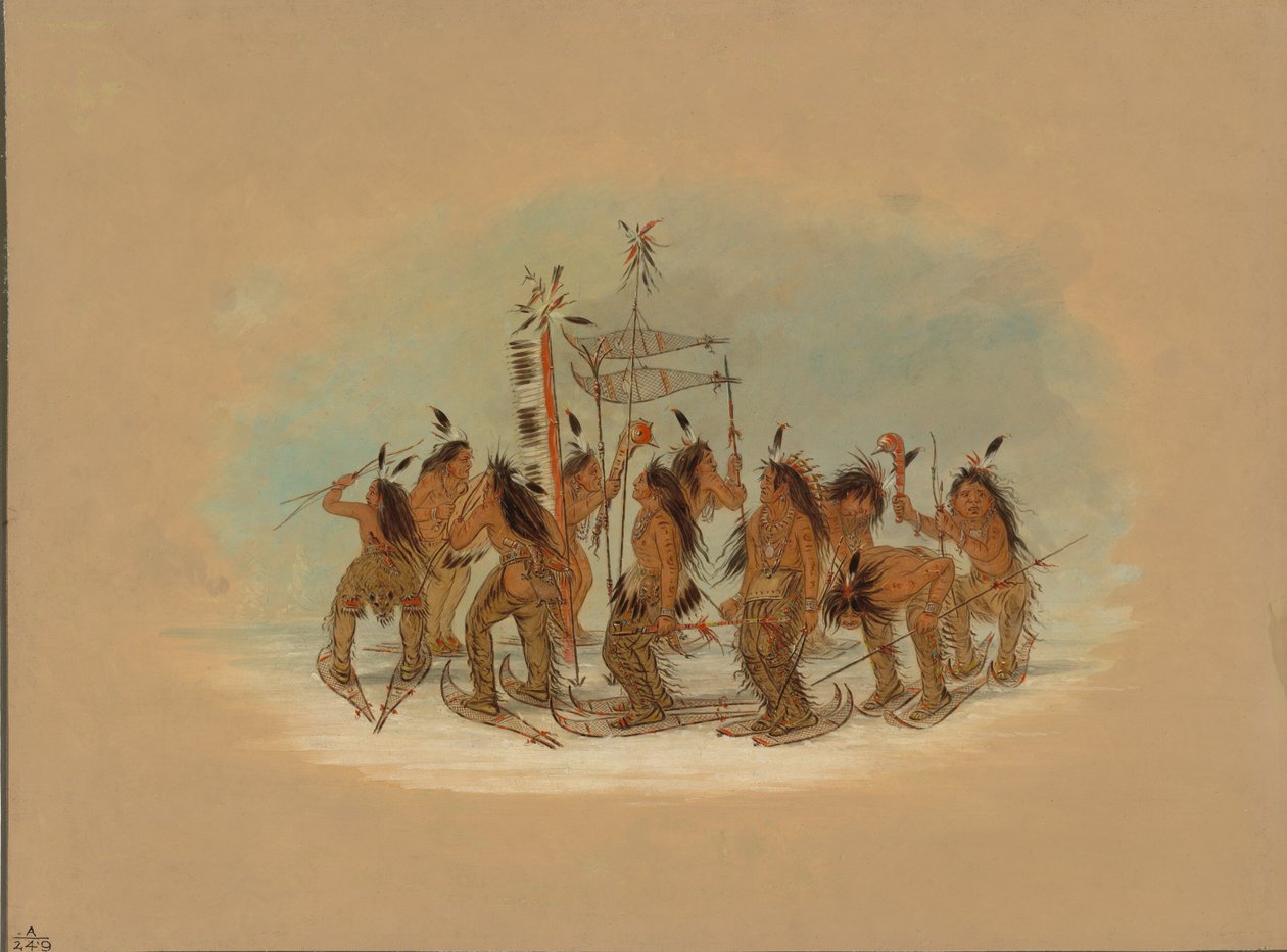 Hócipős tánc – Ojibbeway, 18611869. alkotó: George Catlin