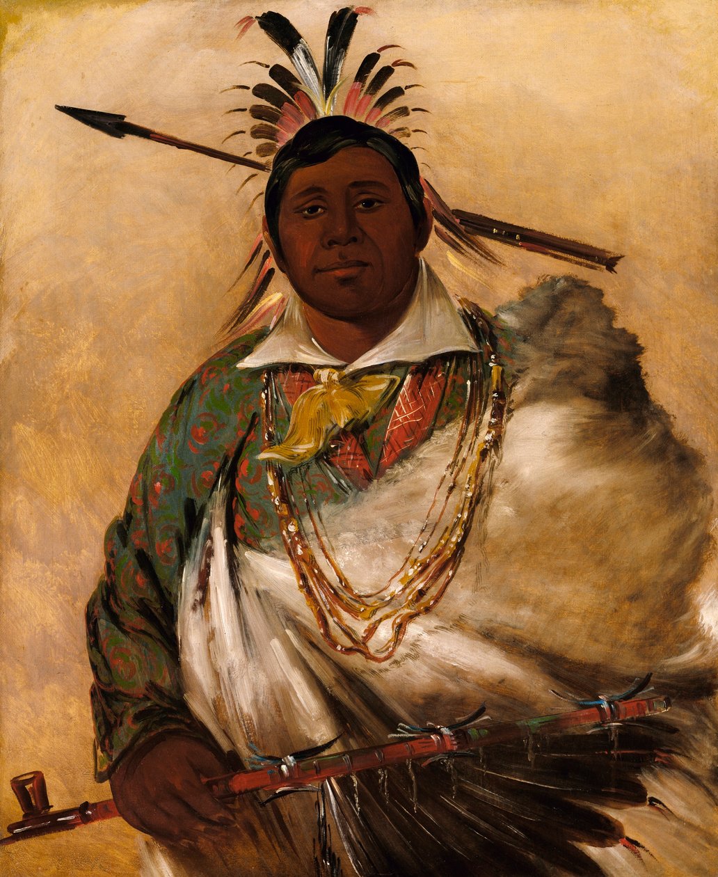 Téh-ke-néh-kee, Fekete Kabát, főnök. alkotó: George Catlin