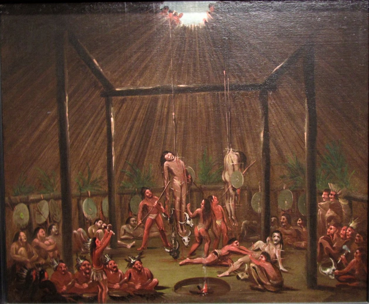 A vágási jelenet, Mandan-O-kee-pa szertartás alkotó: George Catlin