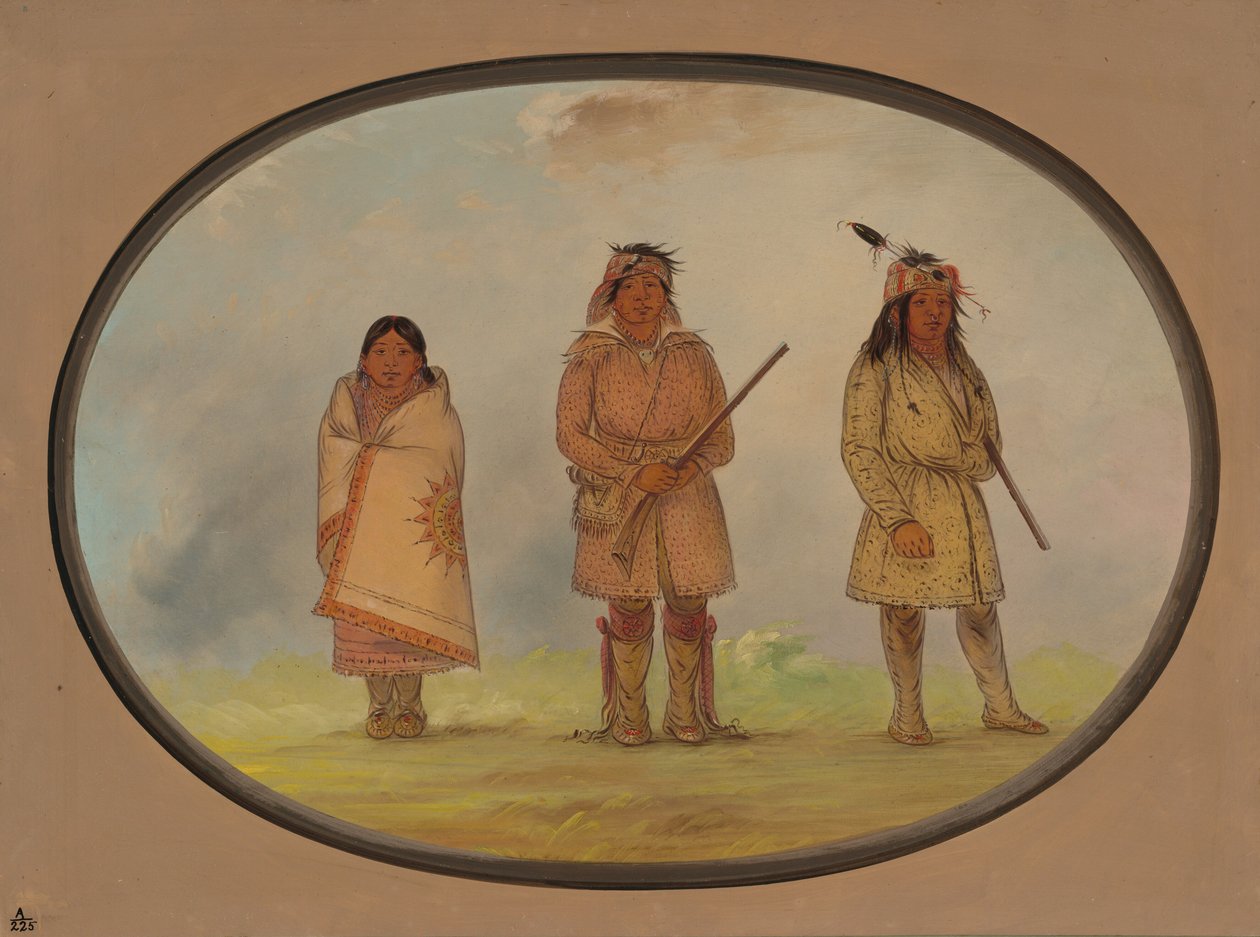 Három delaware-i indián, 18611869. alkotó: George Catlin