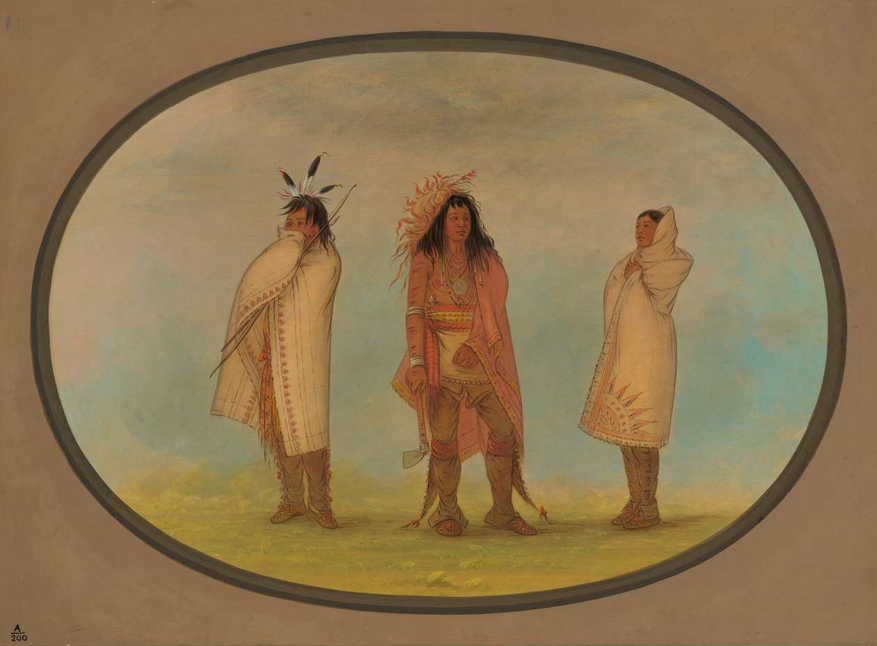 Három irokéz indián, 18611869. alkotó: George Catlin