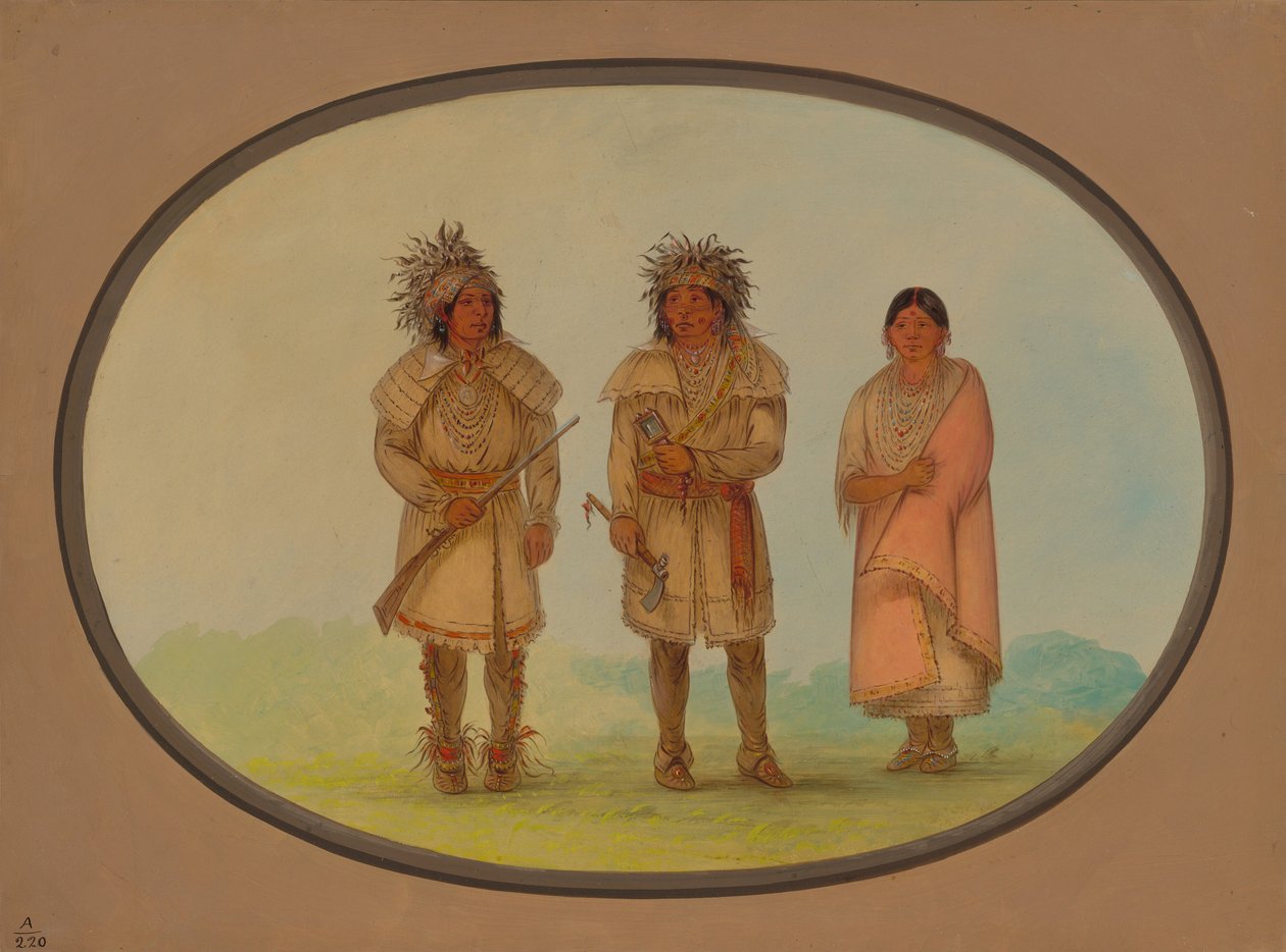 Három peoriai indián, 18611869. alkotó: George Catlin