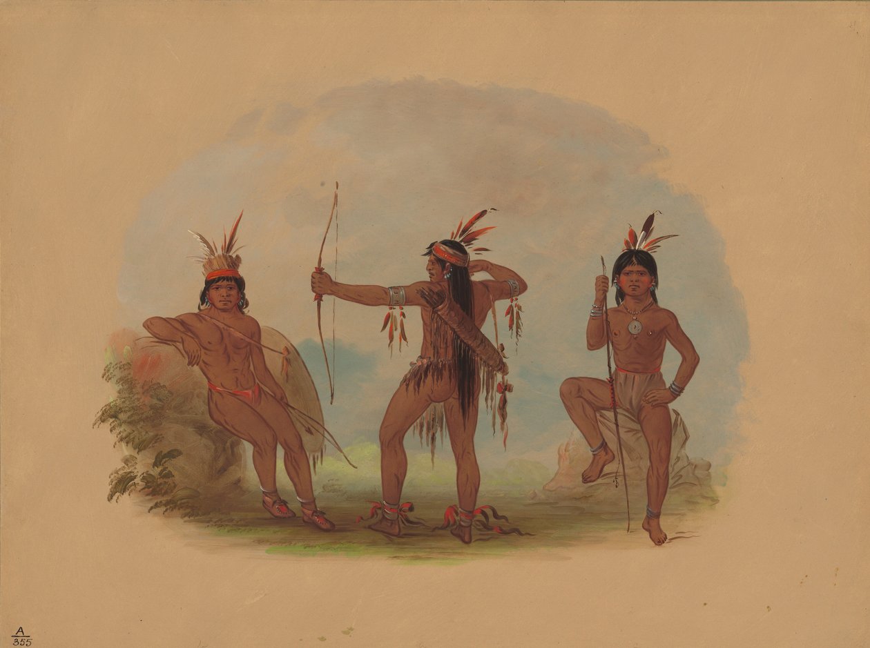 Három woyawayi indián, 18541869. alkotó: George Catlin