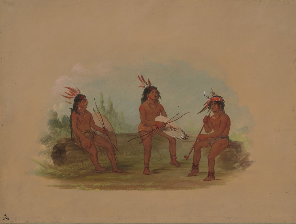 Három fiatal chinook férfi, 18551869. alkotó: George Catlin