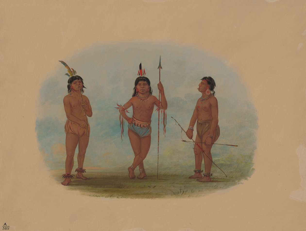 Három fiatal Tobos férfi, 18541869. alkotó: George Catlin