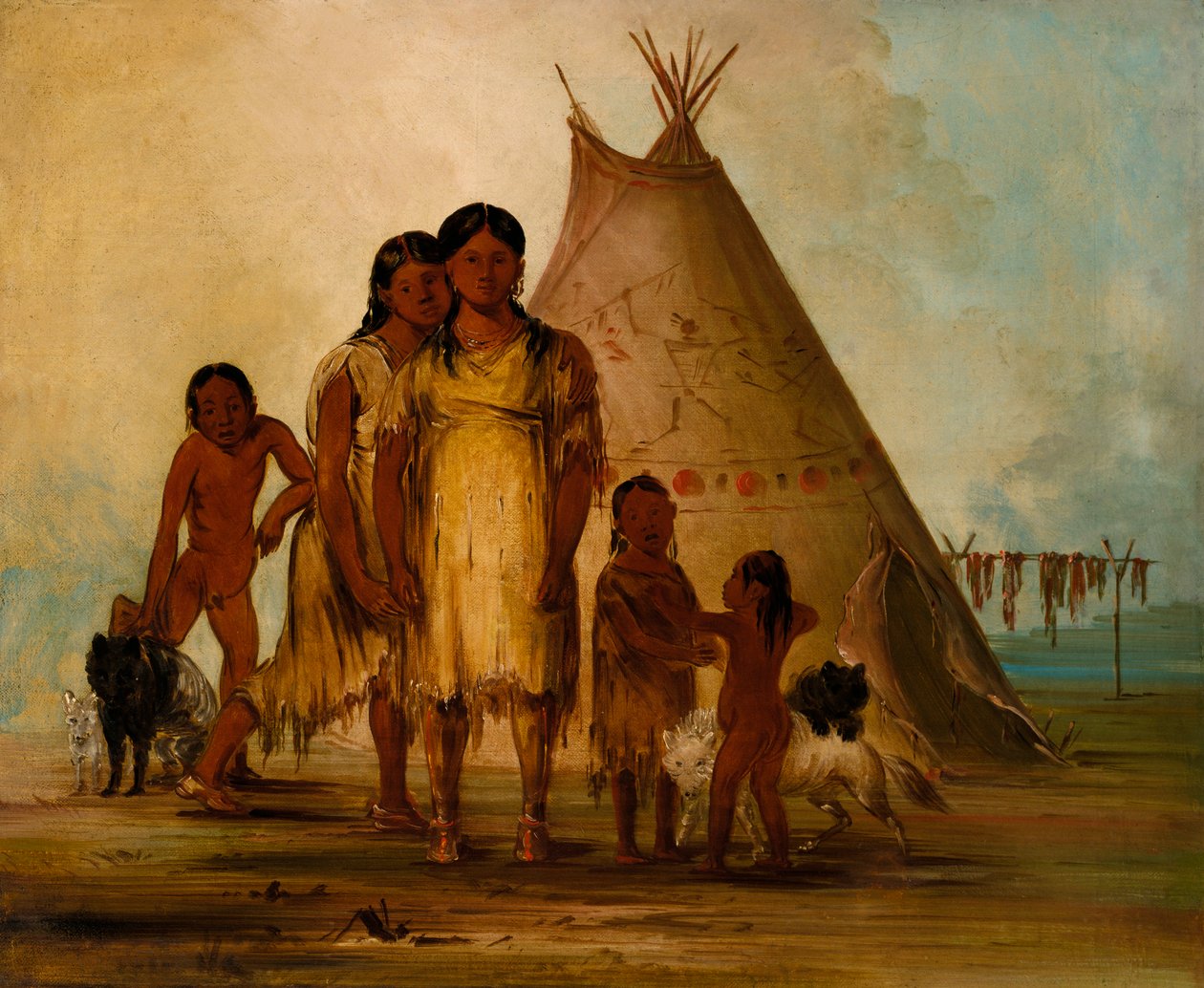 Két Comanche lány, 1834. alkotó: George Catlin