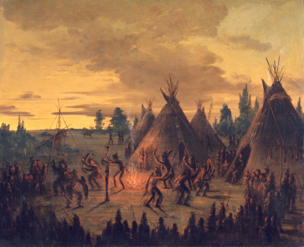 Háborús tánc, sziú, 1845-1848. alkotó: George Catlin