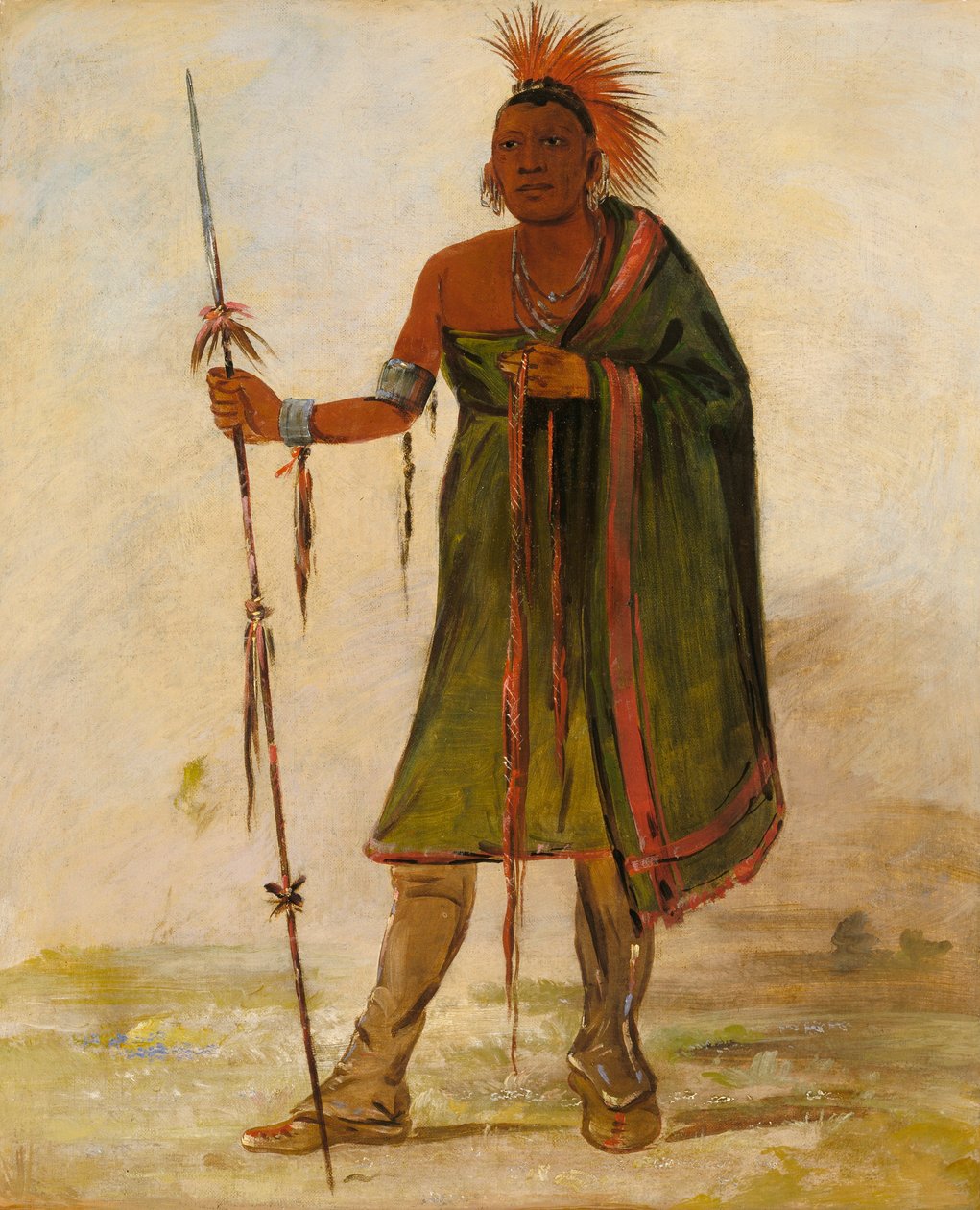 Wash-ím-pe-shee, Őrült, egy kiváló harcos. alkotó: George Catlin