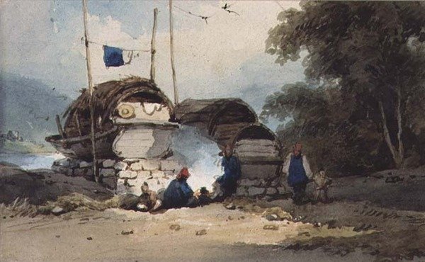 Folyóparti tábor, Kína alkotó: George Chinnery