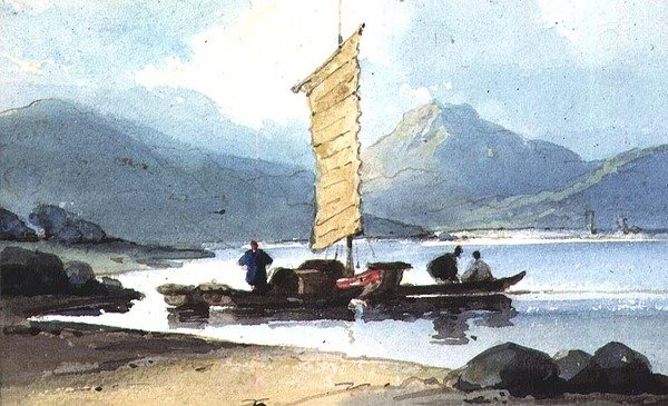 Sárga vitorlás hajó, Kína alkotó: George Chinnery