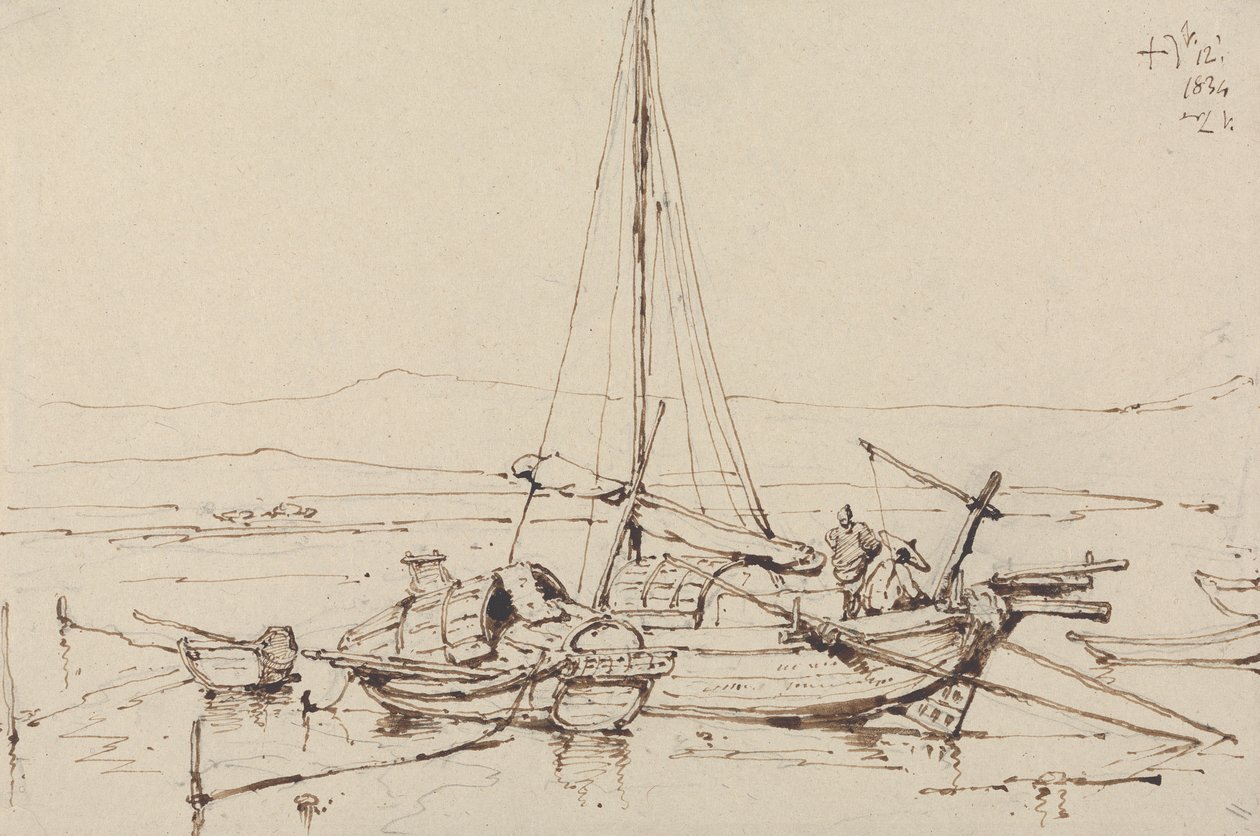 Kínai csónakok, 1834 alkotó: George Chinnery