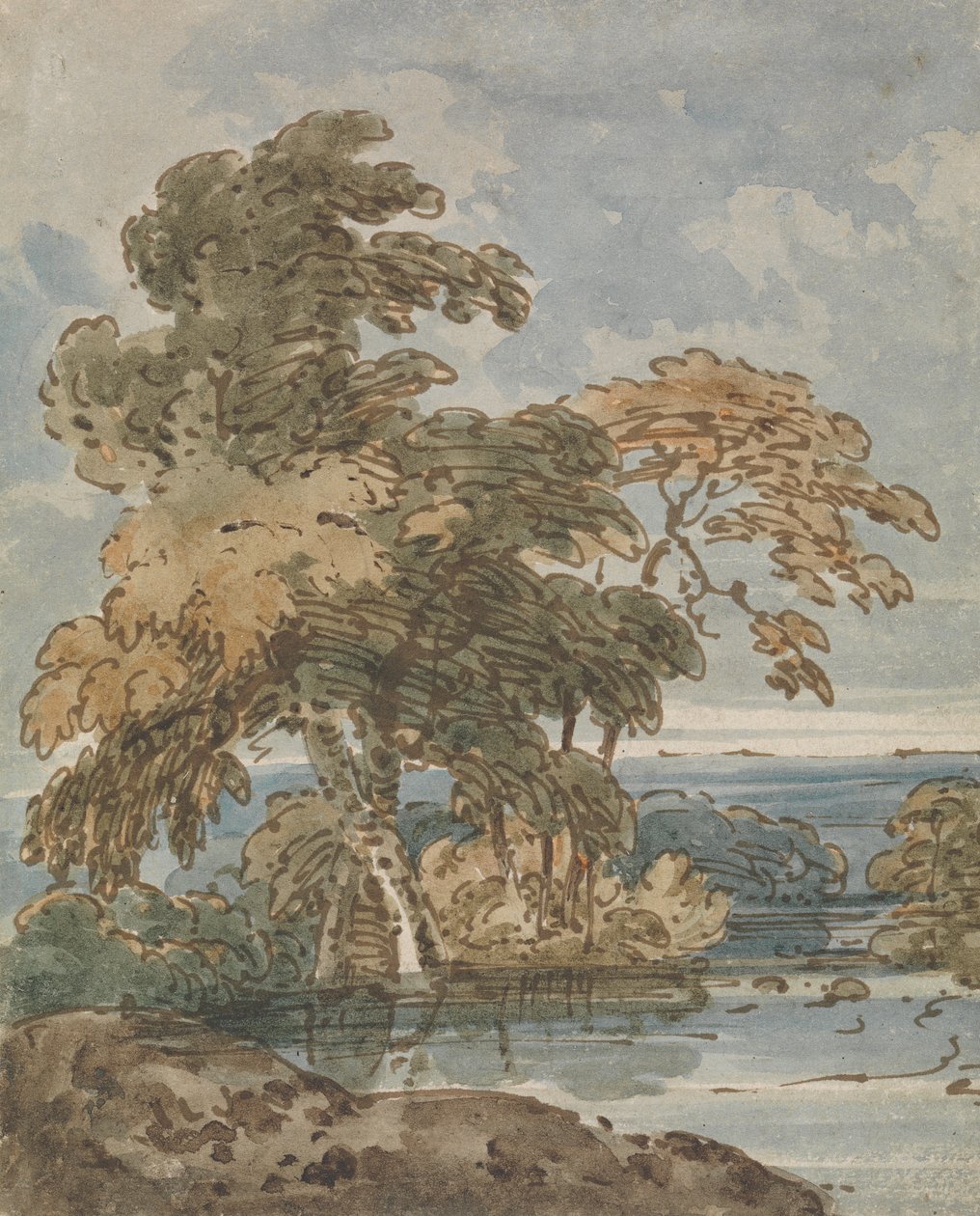 Fák a folyó mellett alkotó: George Chinnery