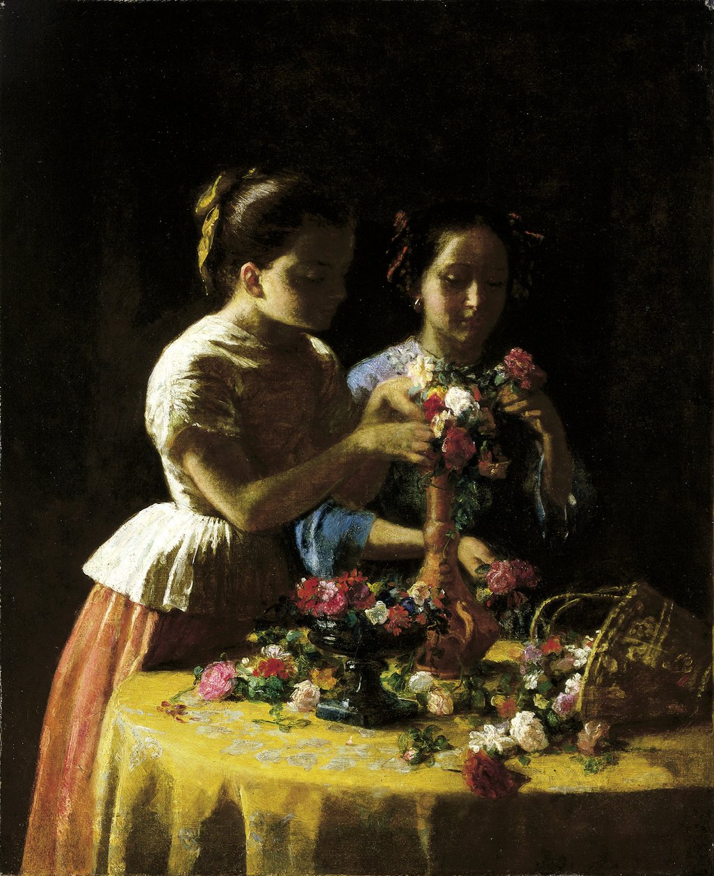 Lányok és virágok, 1855. alkotó: George Cochran Lambdin