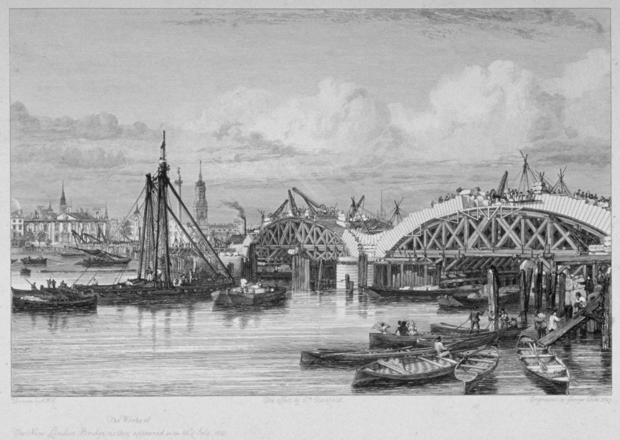 London Bridge épül, 1827 alkotó: George Cooke