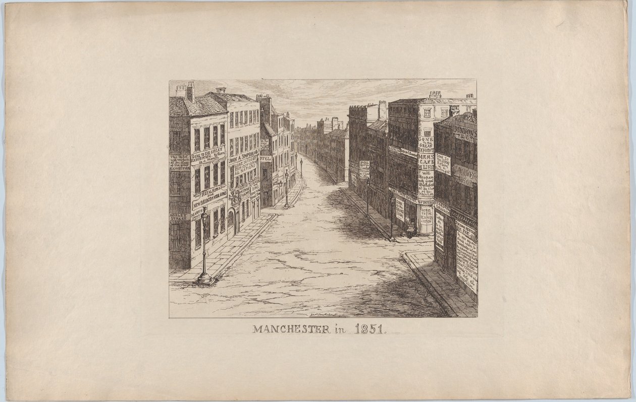 Manchester, 1851-ben, 1851-ben, 1851-ben. alkotó: George Cruikshank