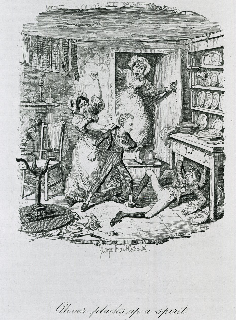 Oliver felkap egy szellemet, 1837 alkotó: George Cruikshank