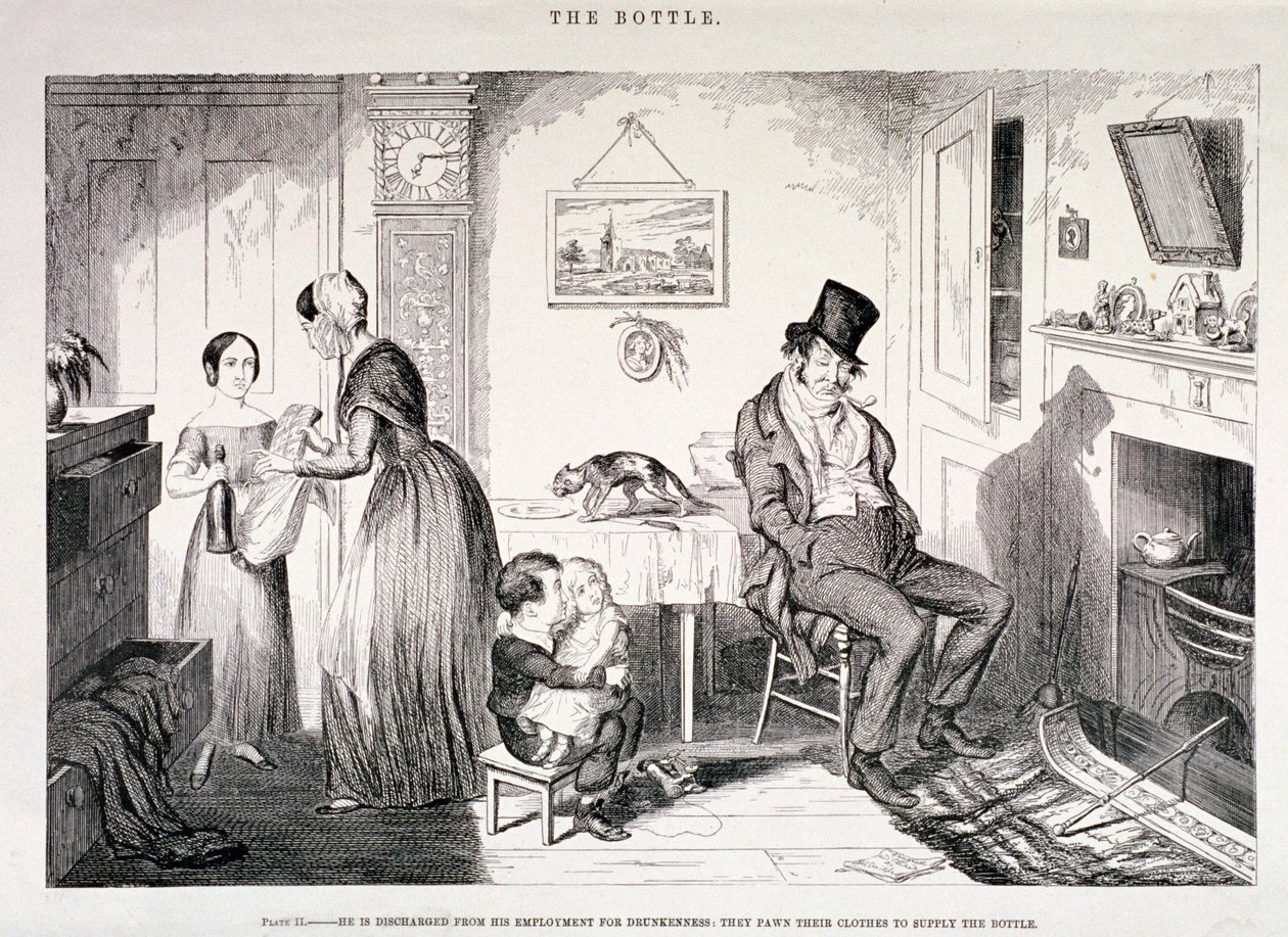 "The Bottle", 1847 alkotó: George Cruikshank