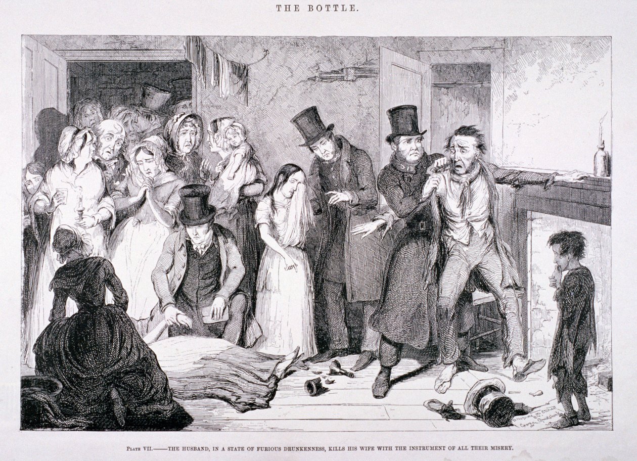 "The Bottle", 1847 alkotó: George Cruikshank