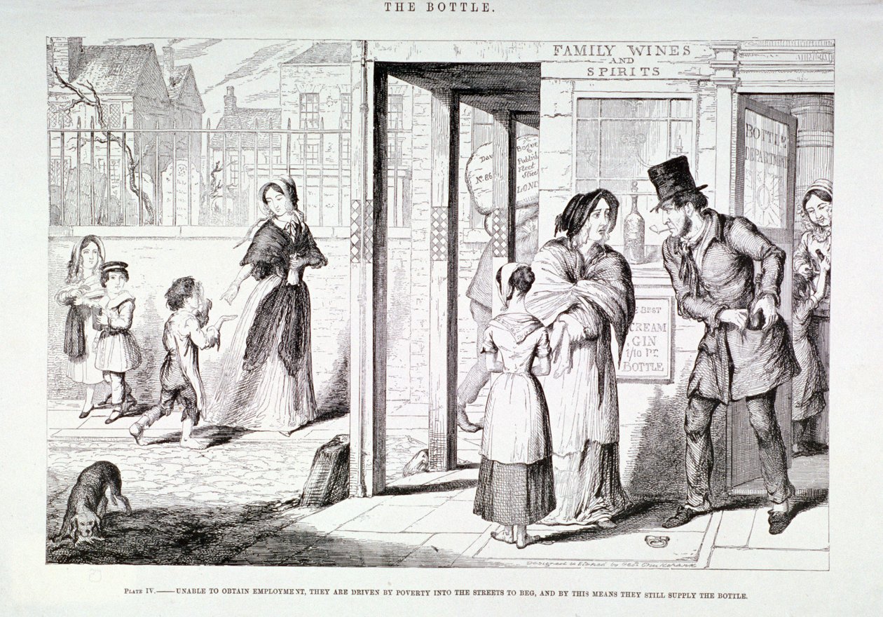 "The Bottle", 1847 alkotó: George Cruikshank