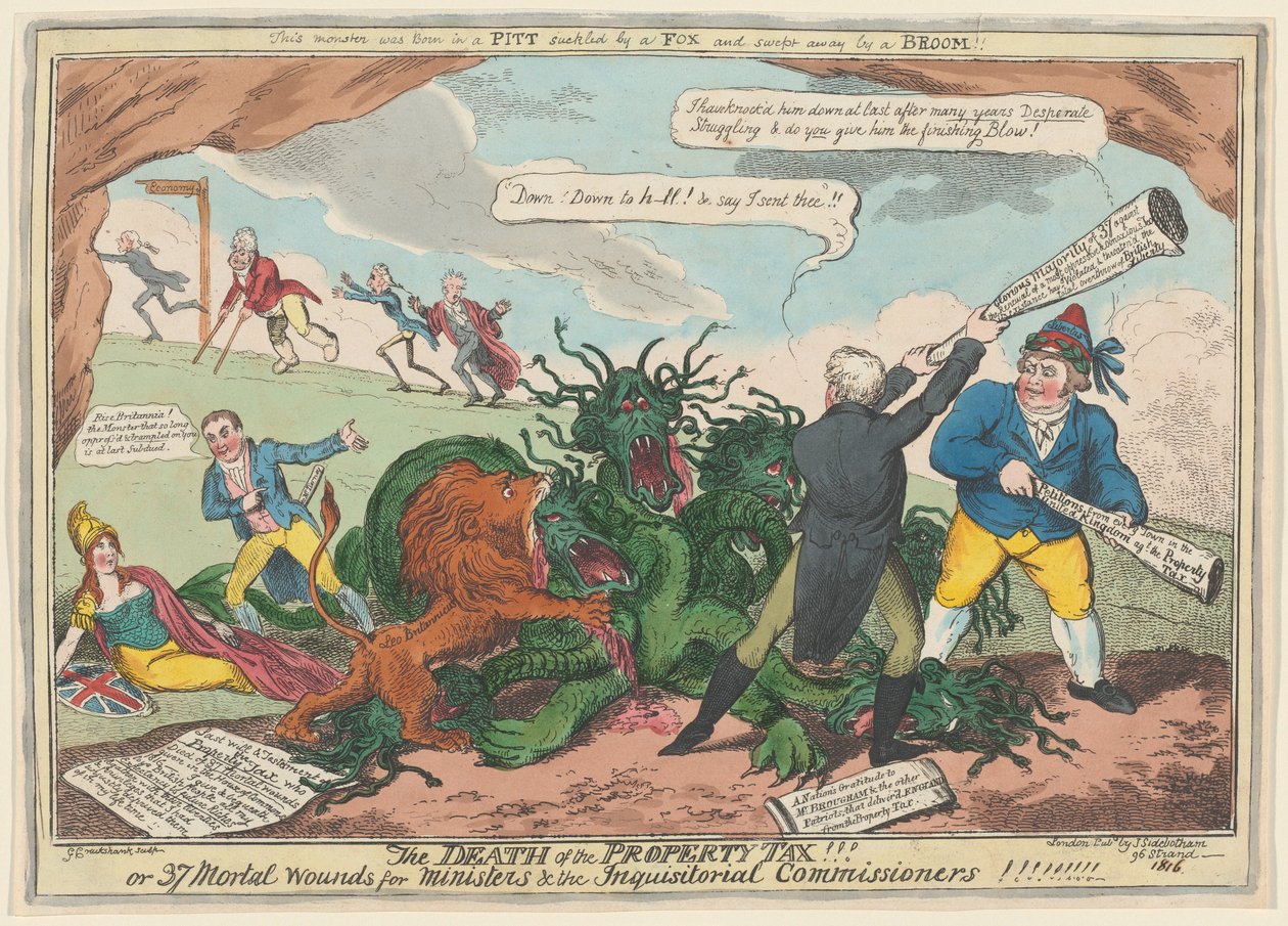 Az ingatlanadó halála!!! alkotó: George Cruikshank