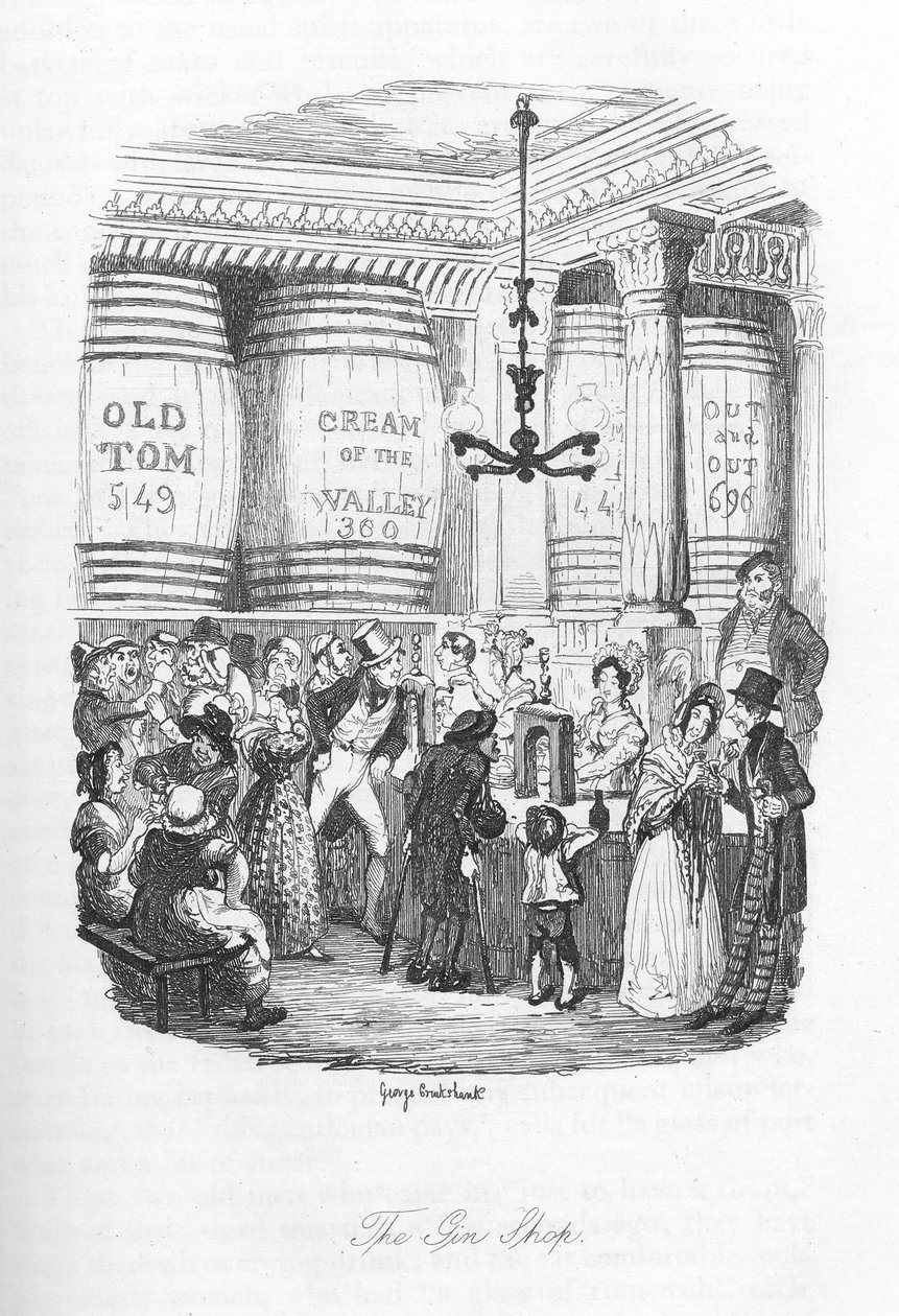 A Gin bolt, 1836 körül alkotó: George Cruikshank