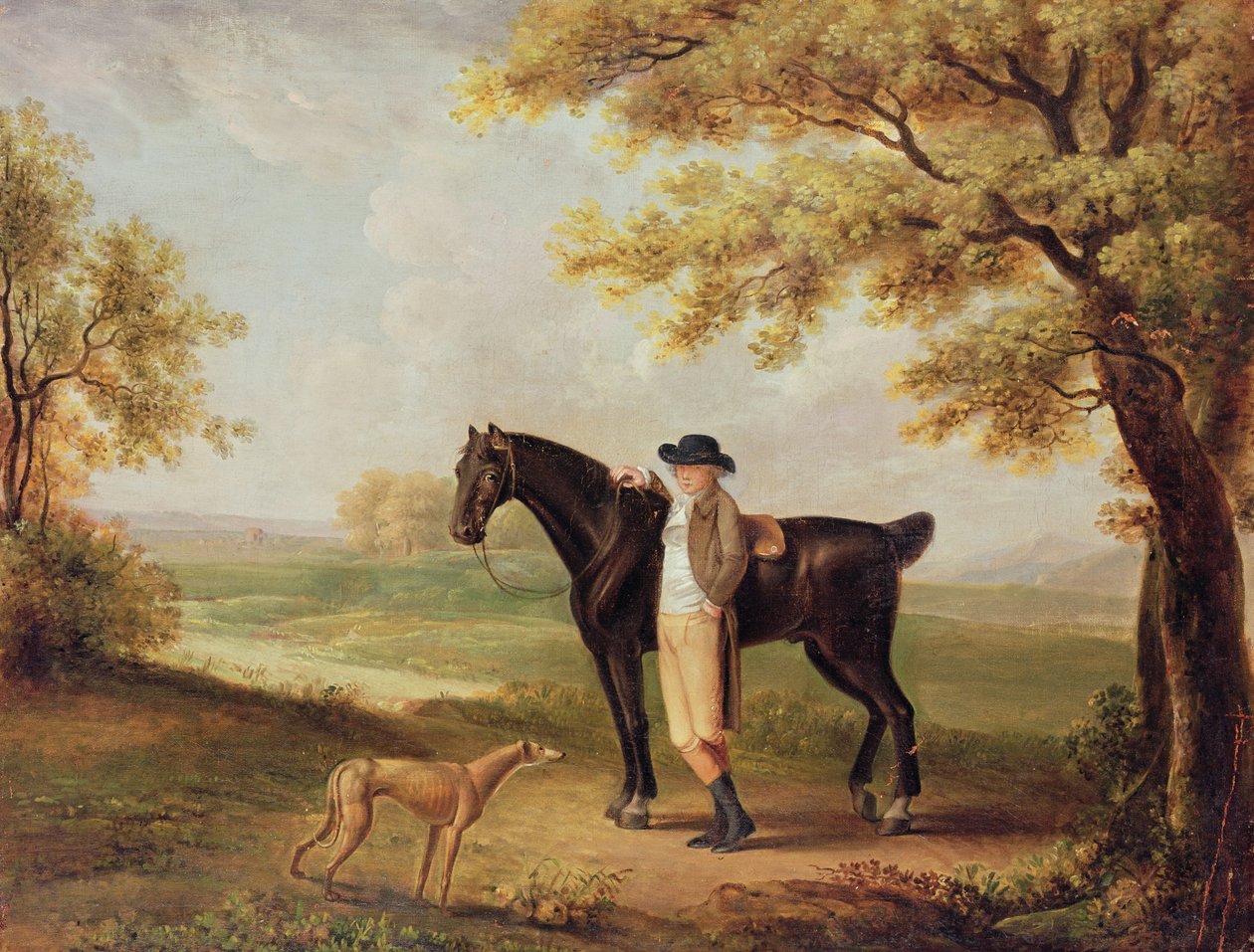 Ló, lovas és whippet alkotó: George Garrard