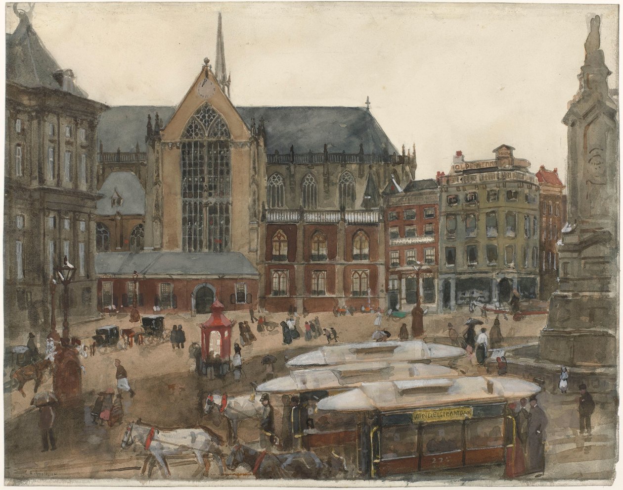 Dam tér Amszterdamban alkotó: George Hendrik Breitner