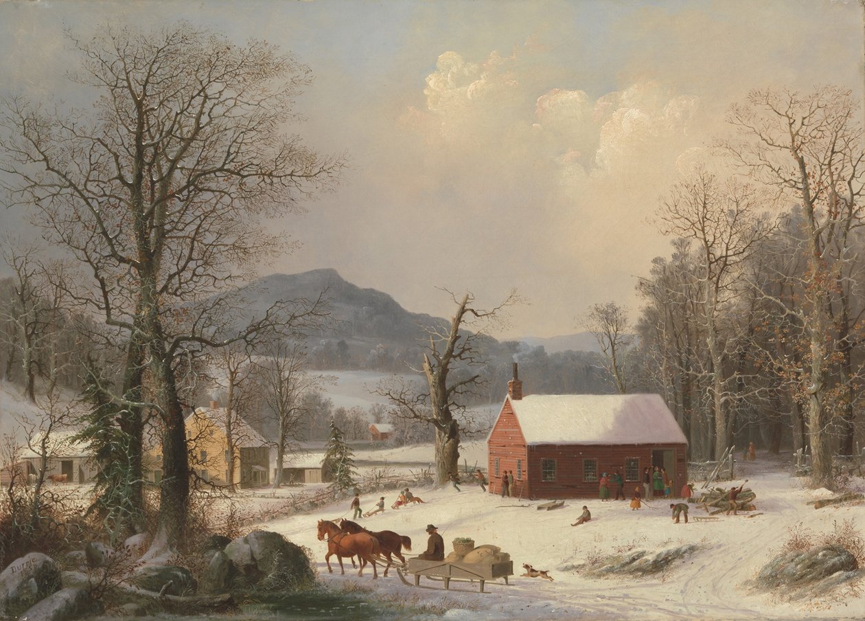 Red School House (vidéki jelenet) alkotó: George Henry Durrie