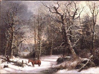 Woodsman télen alkotó: George Henry Durrie