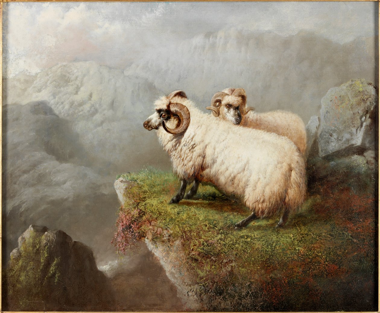 Birkák a szikla szélén, 1865-68 körül alkotó: George Hepper