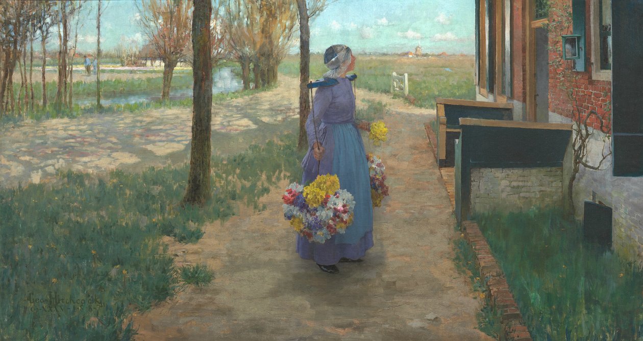Viráglány Hollandiában, 1887. alkotó: George Hitchcock