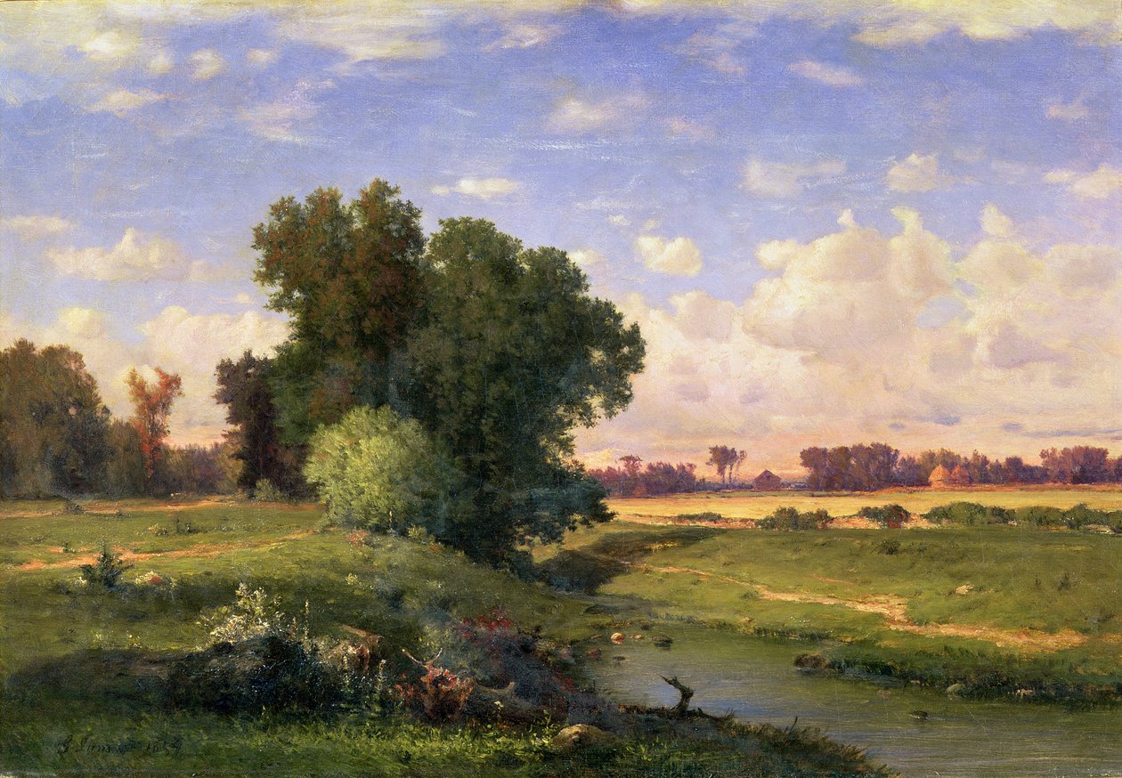 Hackensack Meadows, naplemente, 1859 alkotó: George Inness