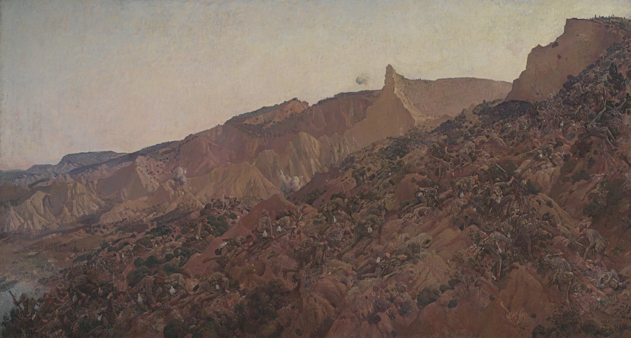 Anzac, a partraszállás 1915 alkotó: George Lambert