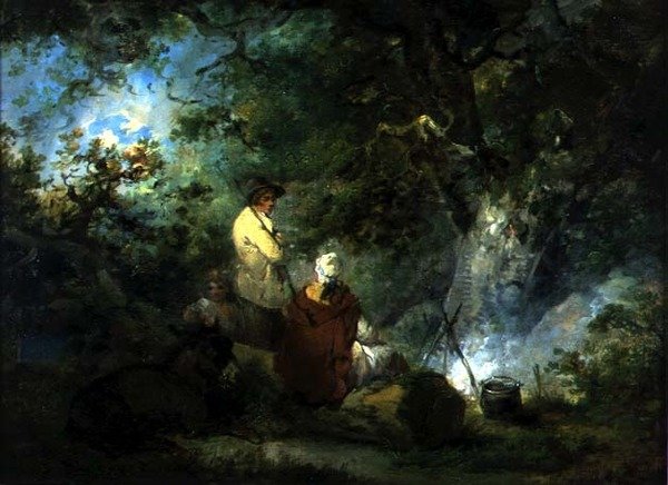 Cigányok tábortűz mellett alkotó: George Morland