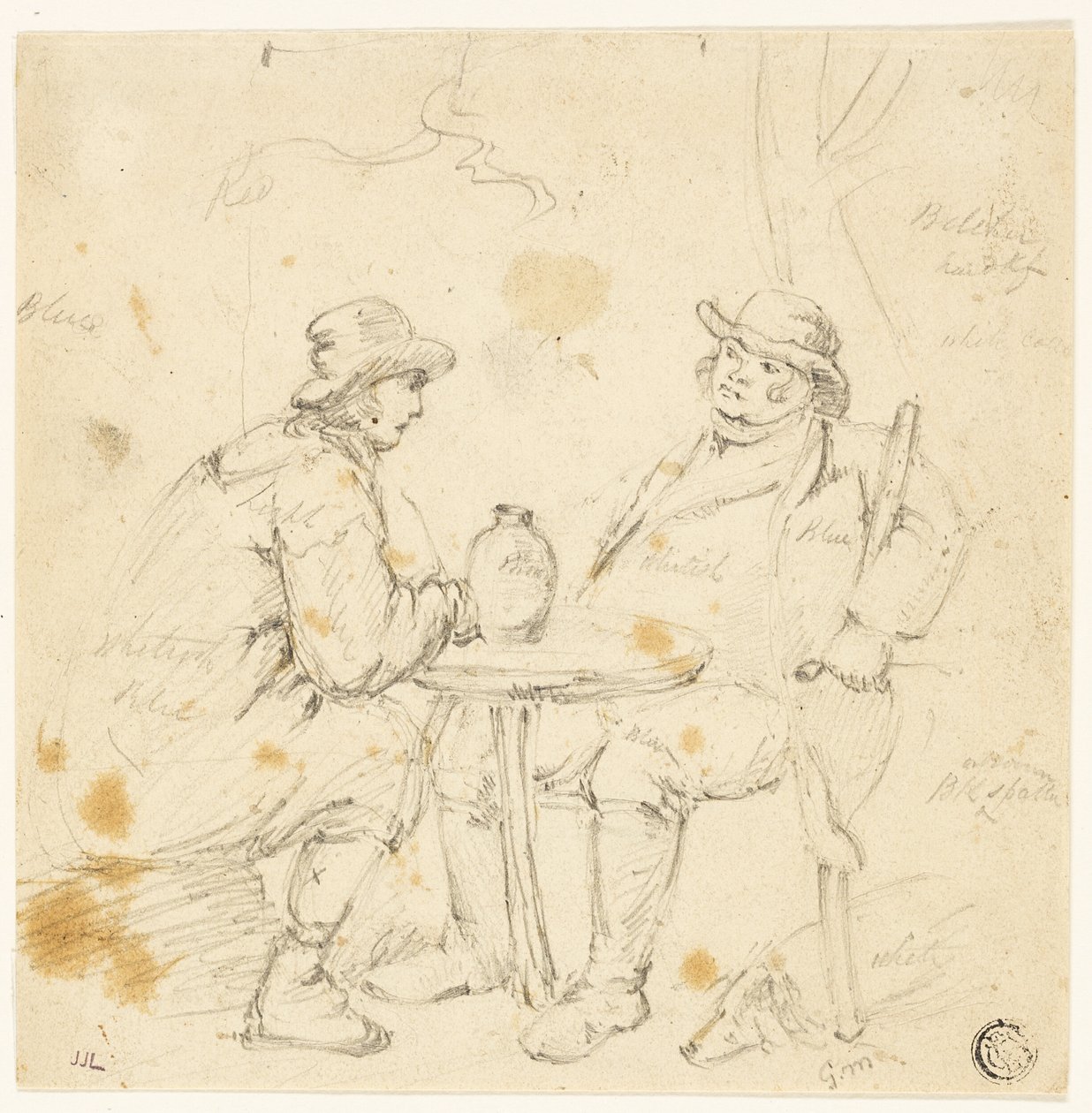 Két férfi egy asztalnál alkotó: George Morland