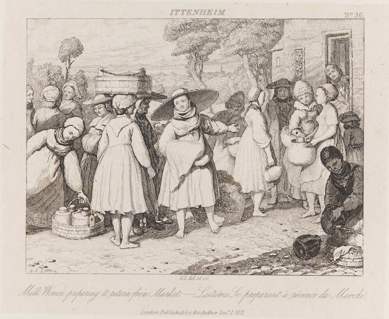 Milk Women, Ittenheim, 1821 körül (rézkarc) alkotó: George Robert Lewis