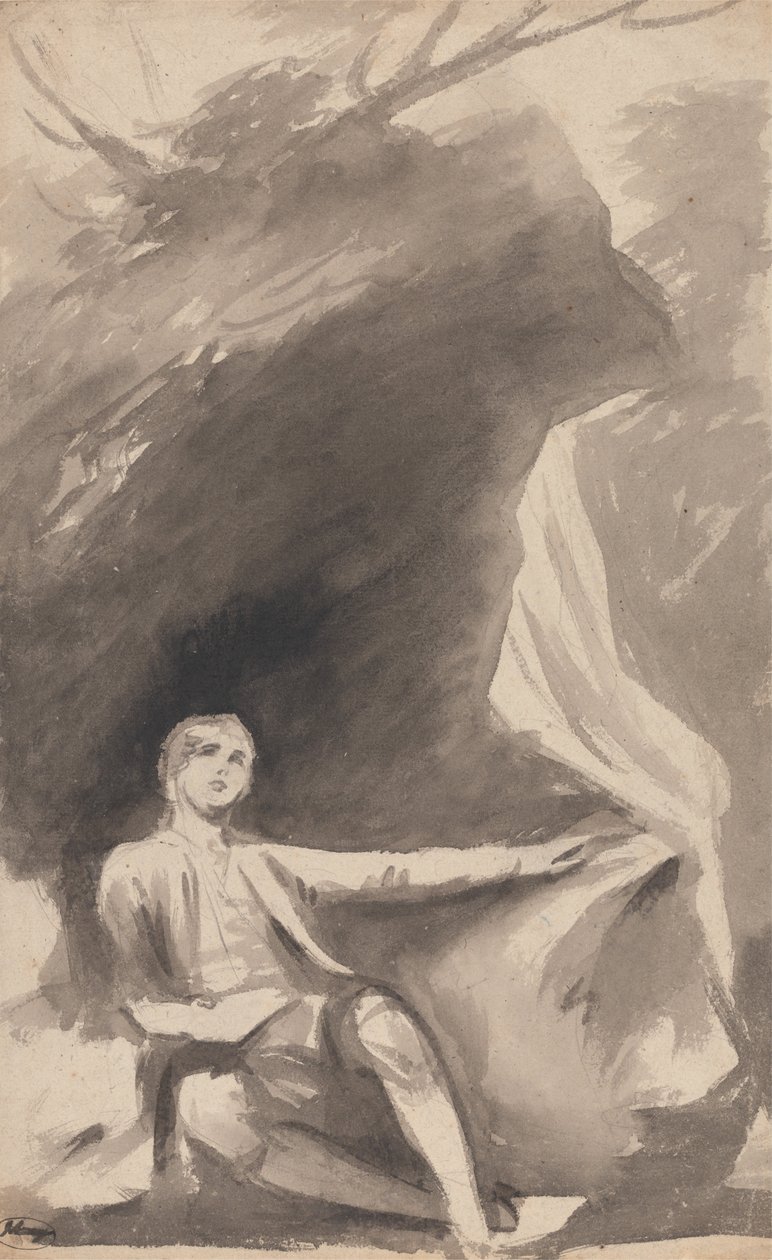Fiú ül egy szikla alatt alkotó: George Romney