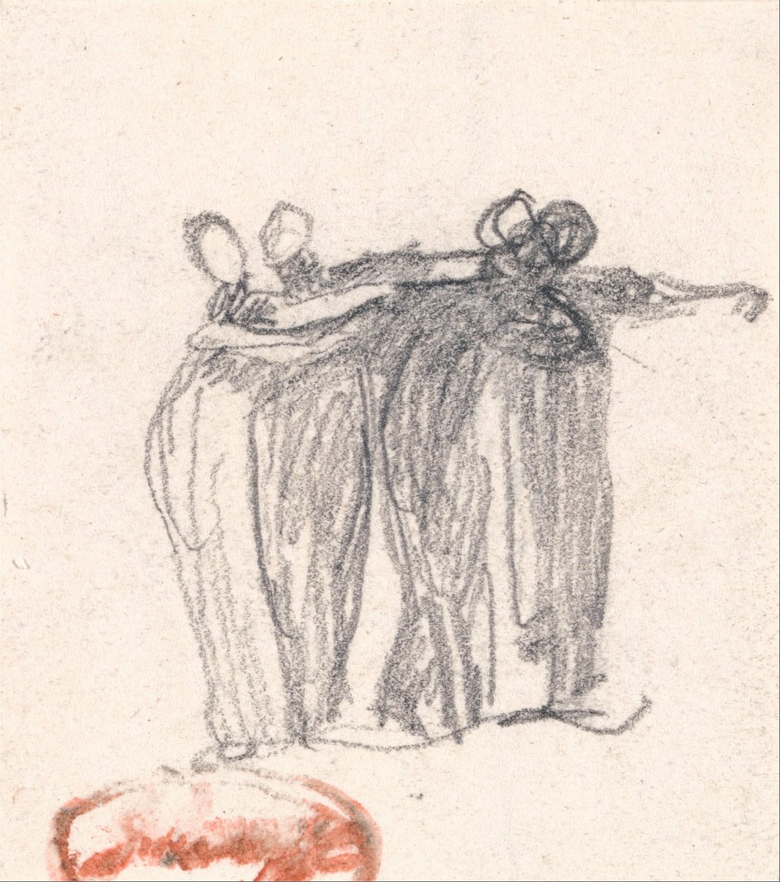 Négy nőből álló csoport ölelkezik alkotó: George Romney