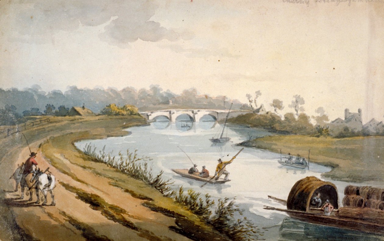 A Temze Chertsey közelében, Surrey államban, 1820 alkotó: George Shepheard