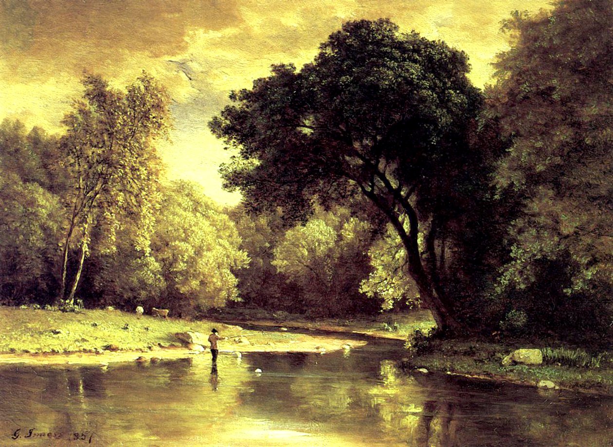 Halász a patakban alkotó: George Snr. Inness