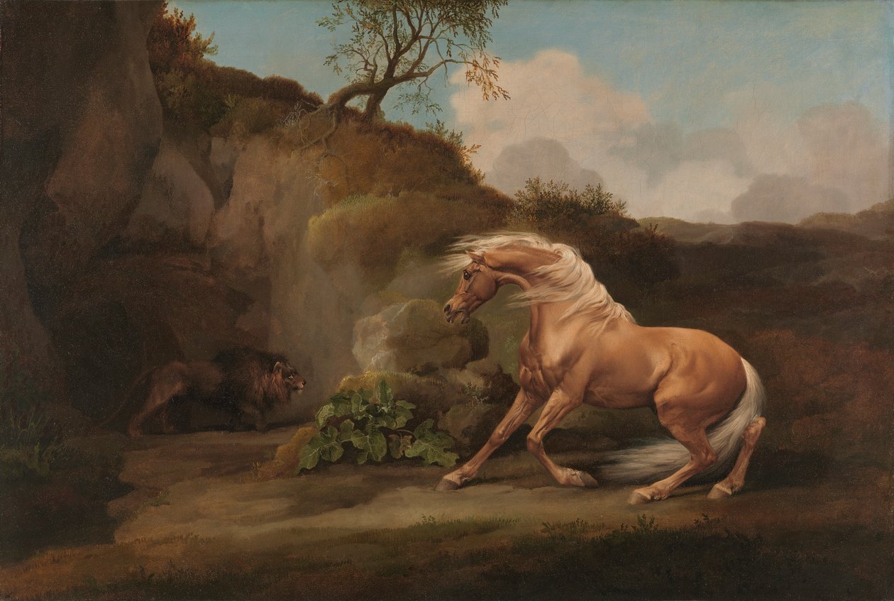 Oroszlántól megijedt ló alkotó: George Stubbs