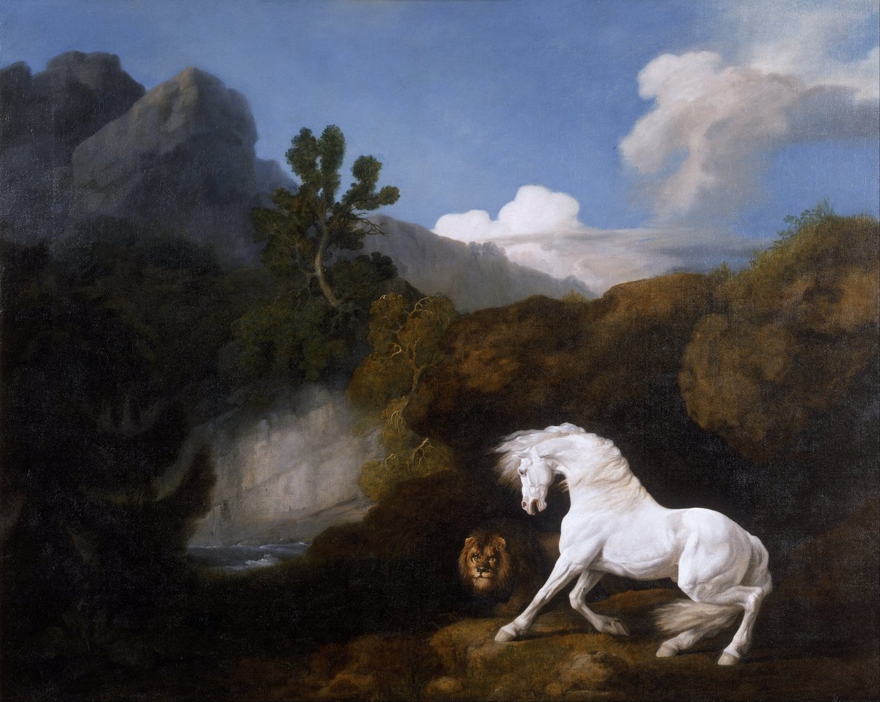 Egy oroszlán által megrémített ló alkotó: George Stubbs