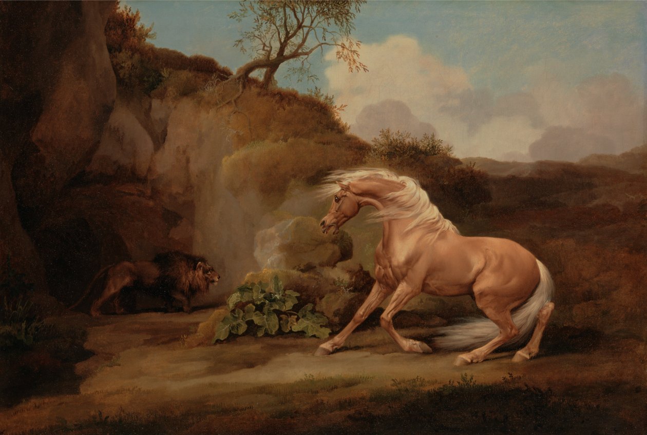 Egy oroszlán által megrémített ló alkotó: George Stubbs