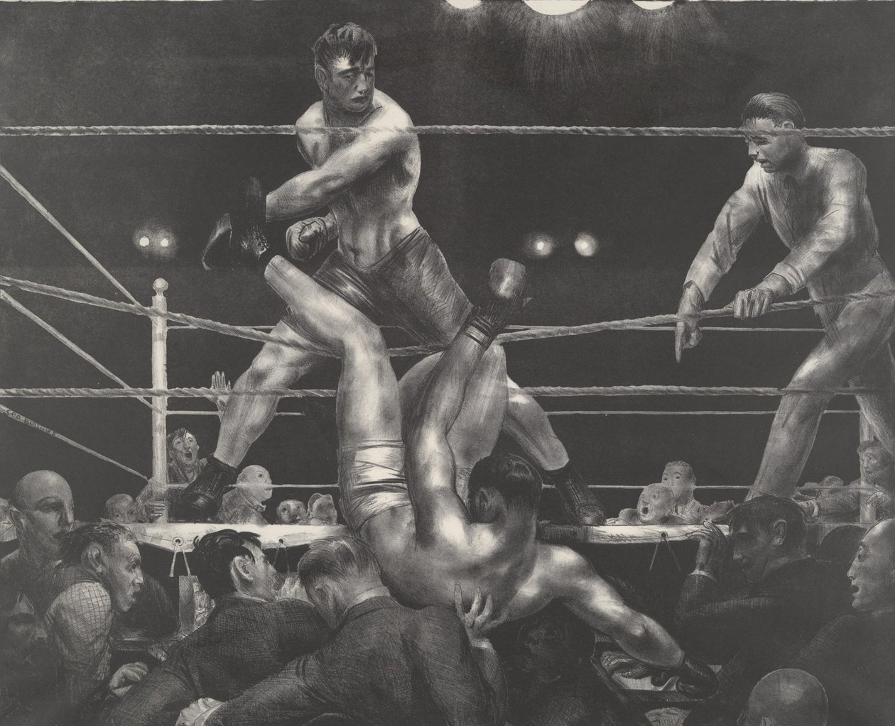 Dempsey és Firpo alkotó: George Wesley Bellows